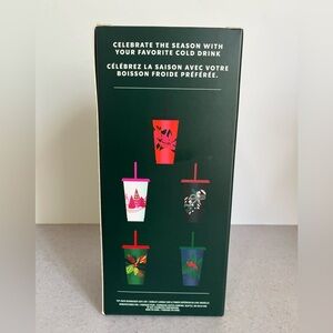 NEW Starbucks 2021 Holiday 24oz Reusable‎ Cold Cups with Lids & Straws Pack 5